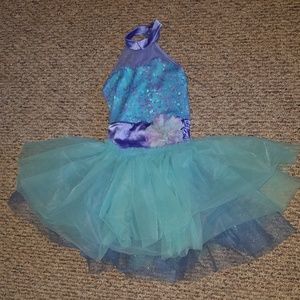 Sequin Blue Purple Dance Leotard 2 pc Tutu 7 8 M